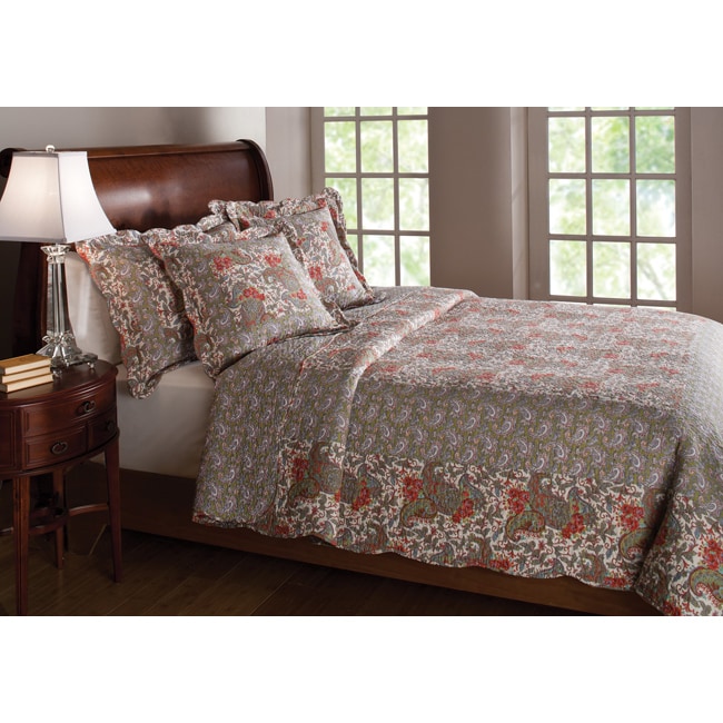 Parisian Paisley Indian Summer King size 3 piece Quilt Set   