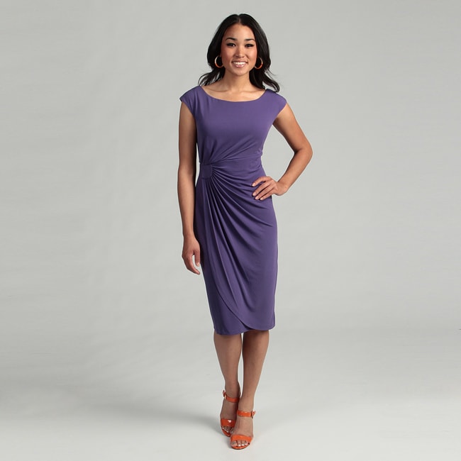 Connected Apparel Womens Side drape ITY Dress  