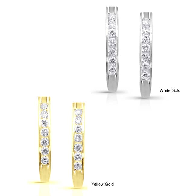 14k Gold 1/4ct TDW Diamond J Hoop Earrings (I-J, I1-I2)