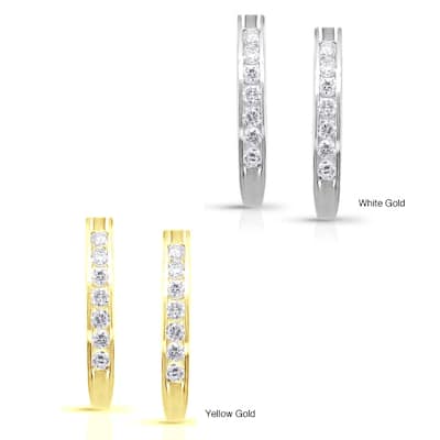 14k Gold 1/4ct TDW Diamond J Hoop Earrings (I-J, I1-I2)