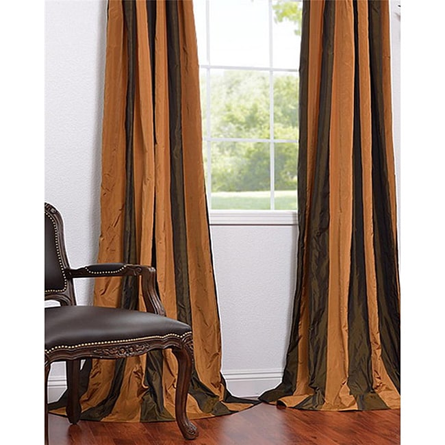 Exclusive Fabrics Fall Obsession Faux Silk Taffeta Striped 96-inch Curtain (1 Panel) - 50x96