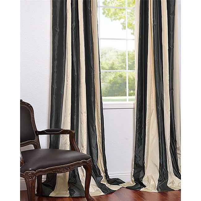 Faux Silk Taffeta Striped 108 inch Curtain Panel