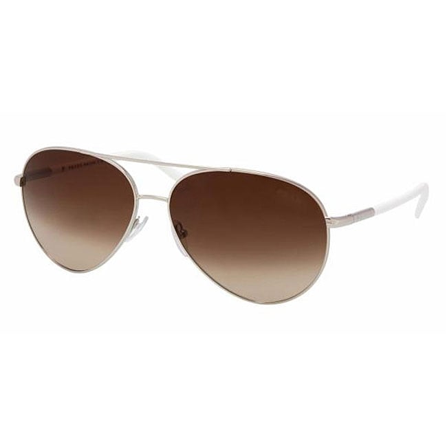 Prada Women's Silver/ White Aviator Sunglasses - Free Shipping Today ...