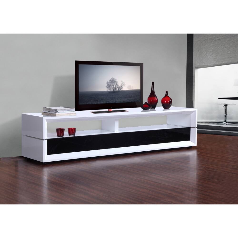 Mogul White/ Black Two-drawer Modern TV Stand