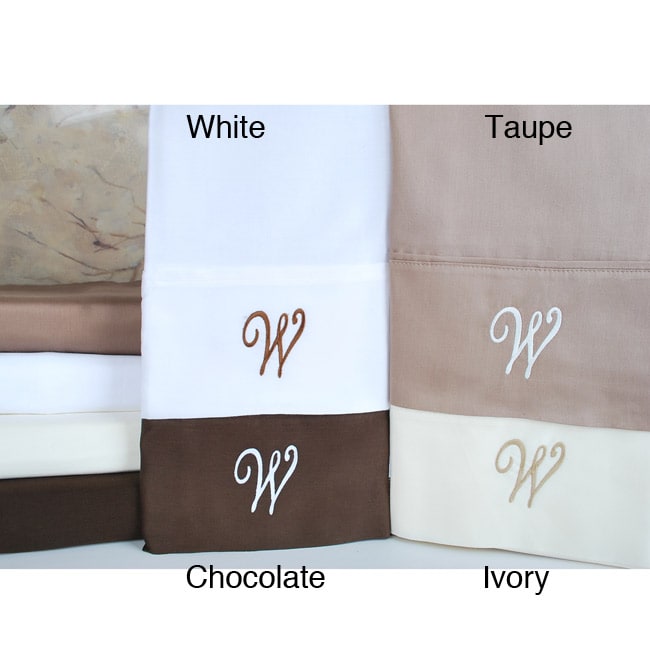 Egyptian Cotton 300 Thread Count Solid Script W Monogram Sheet Set