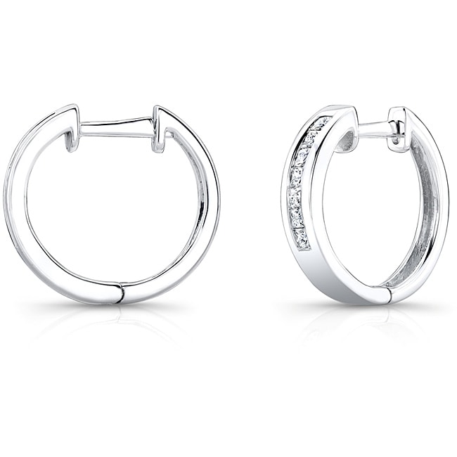 10k White Gold 1/4ct TDW Princess Diamond Hoop Earrings (H I,I2 I3