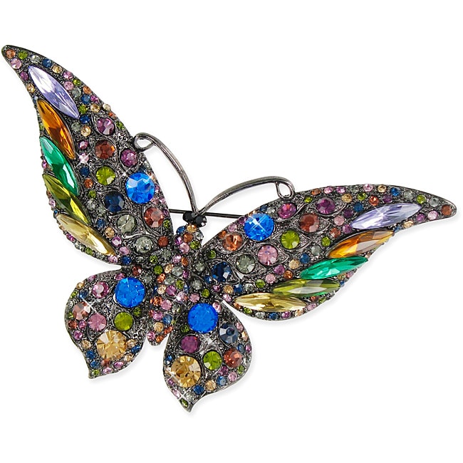 Multi-color Crystal Stones Butterfly Brooch