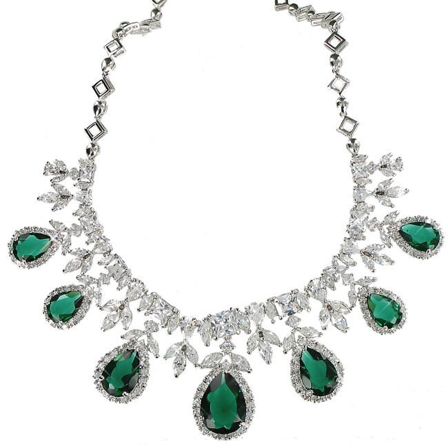 Cano Stunning Green Emerald Cubic Zirconia Necklace - 13964026 ...