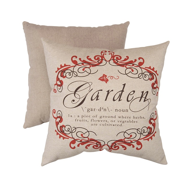 Pillow Perfect Decorative Hand-cut Linen/ Red French Crest Square Toss Pillow
