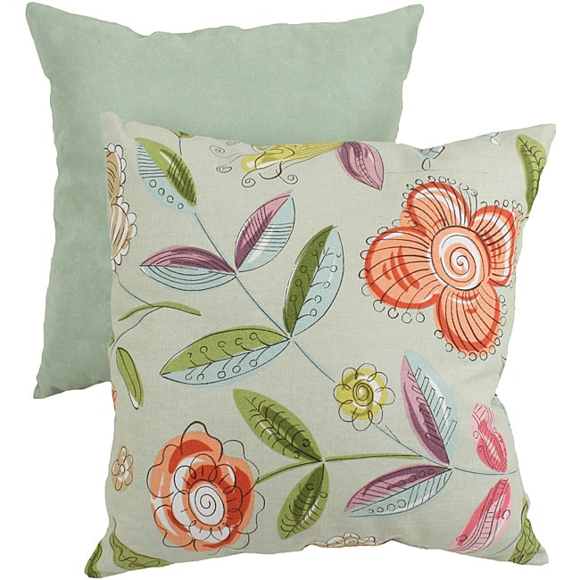 Pillow Perfect Green Modern Floral Throw Pillow