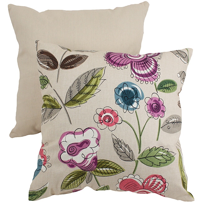 Pillow Perfect Beige/ Purple Modern Floral Throw Pillow - Free Shipping ...