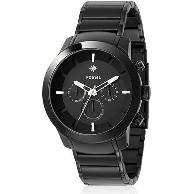   Mens Dress Black Plated Stainless Steel Watch  