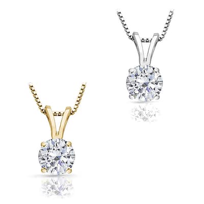 Auriya 1 1/4ctw Round Solitaire Diamond Necklace 14k Gold (J-K, I1)
