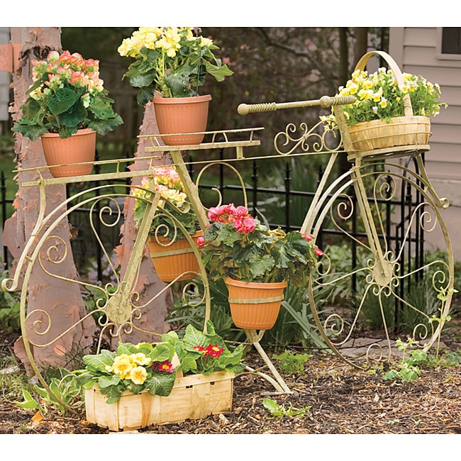 Panacea Whimsical Bicycle Plant Stand, Antique Willow