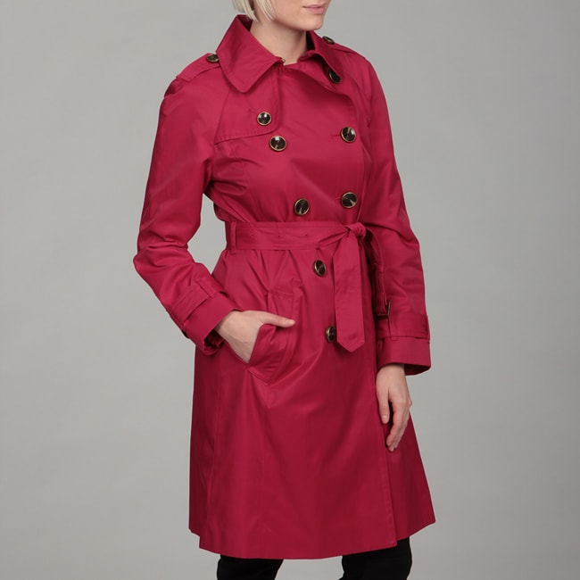 London Fog Womens Raspberry Double breasted Trench Coat Today $45.99