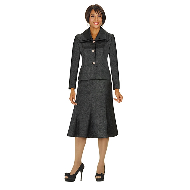 Divine Apparel Womens Plus Size Double Peplum Jacket Skirt Suit 