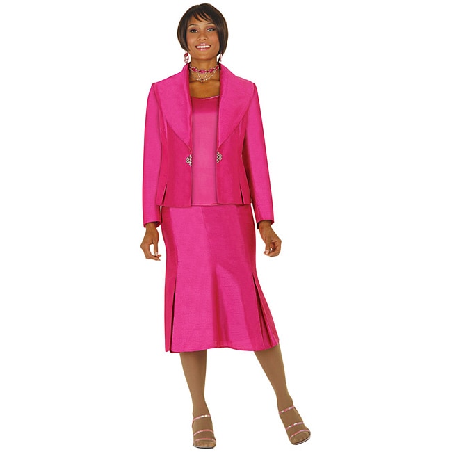 Divine Apparel Women's Raspberry Shantung Skirt Suit - Free Shipping ...