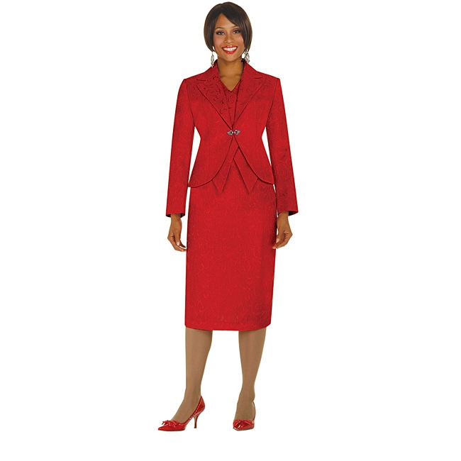 Divine Apparel Women's Plus Size Red Mock Vest Skirt Suit - Overstock ...