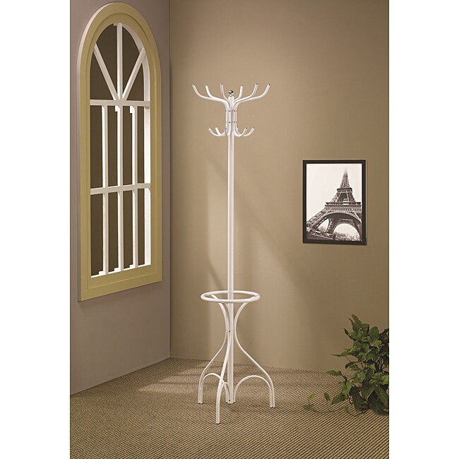 White Finish Metal Coat Rack Hanger with Umbrella Stand Free Shipping Today