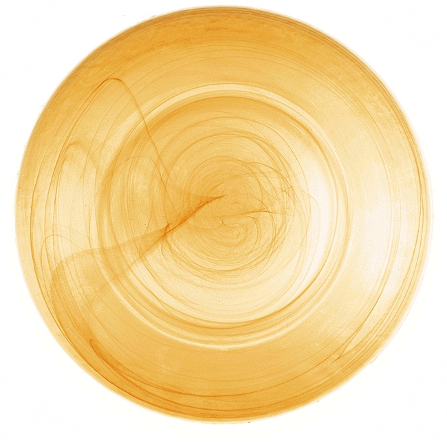 ARDA GLASS Allure Alabaster White/Amber Set of 4 Charger Plates 