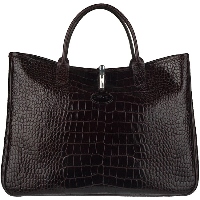 Longchamp Roseau Embossed Leather Tote Bag  