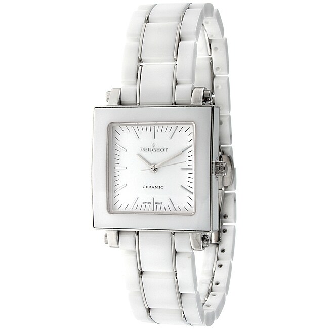 Peugeot Women's Swiss Ceramic White Dial Watch - 13986559 - Overstock ...