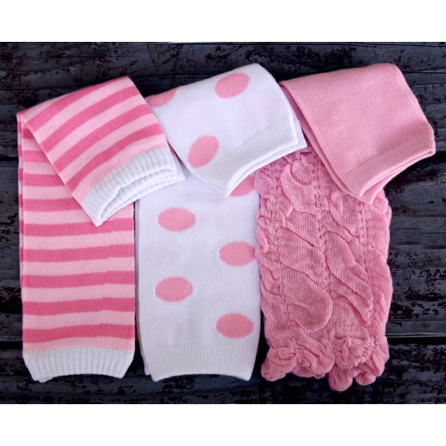 Shop Pinkandwhite Polyester Threepiece Baby Leg Warmer Set Free