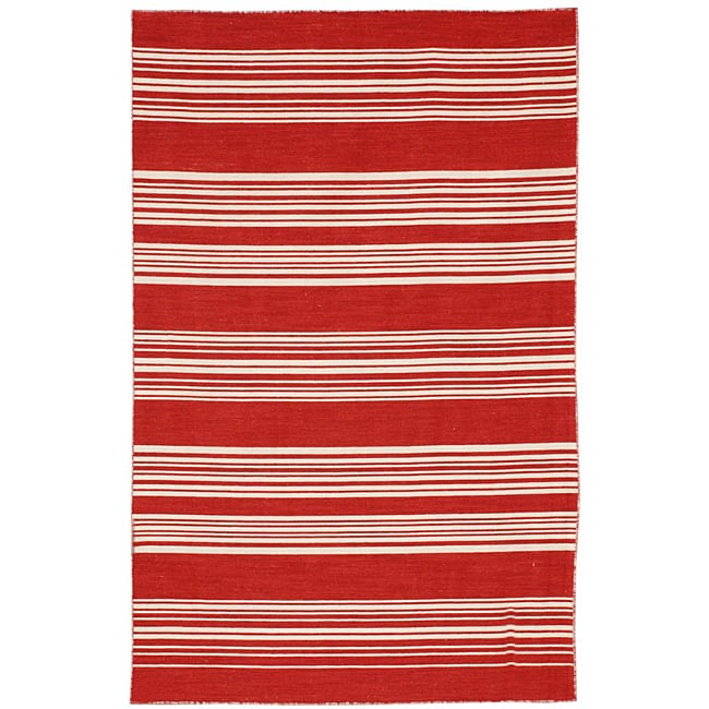 DR 116 Red Flat Woven Wool Contemporary Area Rug (2 6 X 8