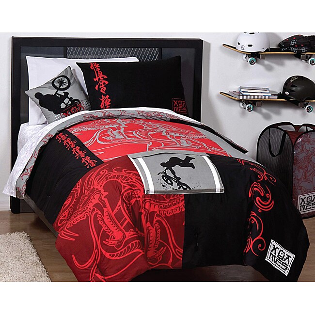 X Games 'Dragon' Twinsize 4piece Reversible Bed in a Bag with Sheet