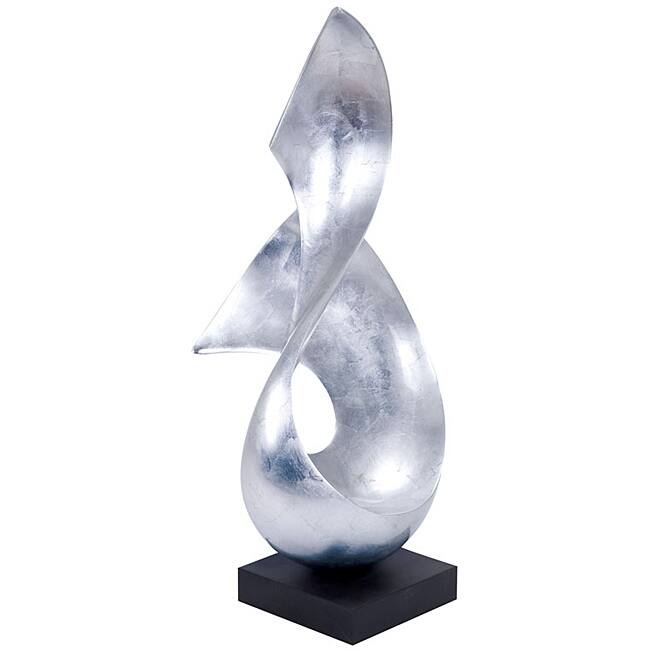 Casa Cortes Modern 26-inch Silver Abstract Swirl Table Sculpture Decor