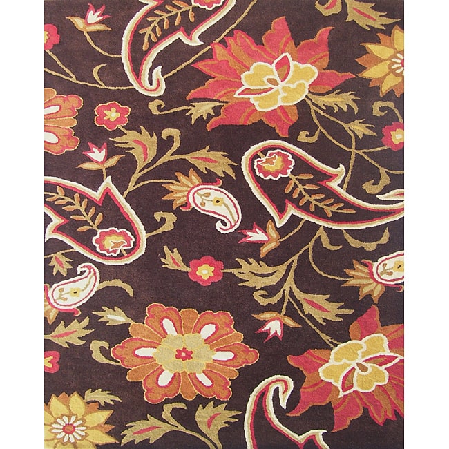 Alliyah Handmade Chocolate Brown New Zealand Blend Wool Rug - 10' x 12'