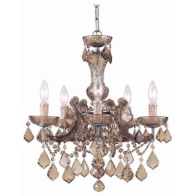 Maria Theresa Antique Brass/ Crystal 5-light Chandelier - Antique Brass