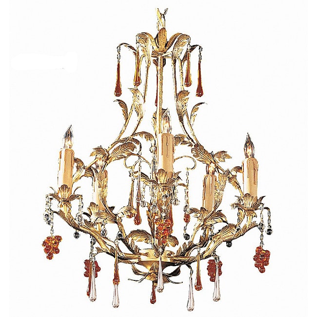 Crystorama Ritz Gold Leaf 5 light Chandelier