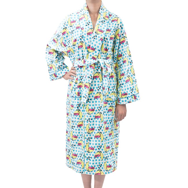 Leisureland Sleepy Kitty Cat Print Cotton Flannel Fashion Robe 