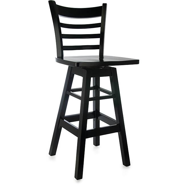 Black Wood Ladderback Swivel Barstool