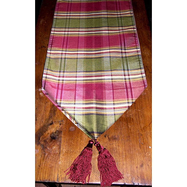 RLF Home Galahad Plaid Tassel Table Runner