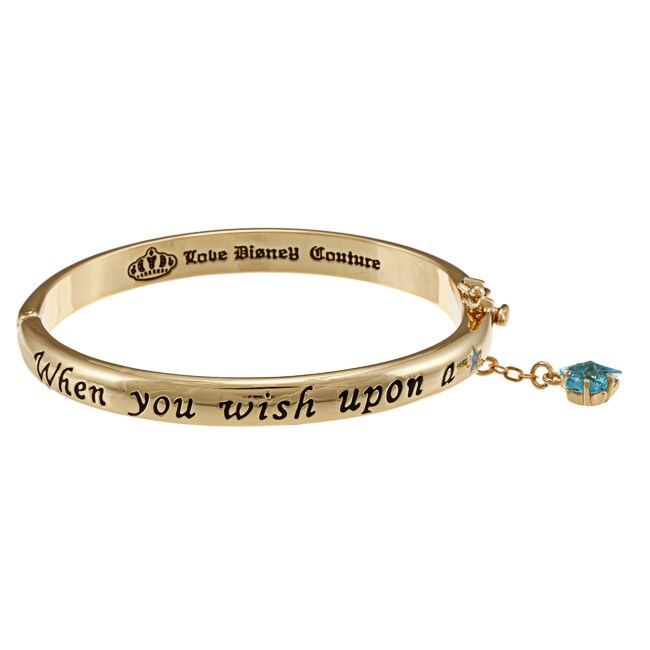 Disney Goldplated Blue Glass 'Your Dream Come True' Bangle Bracelet