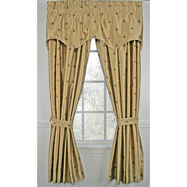 Fleur De Lis Gold 84 inch 5 piece Curtain Set