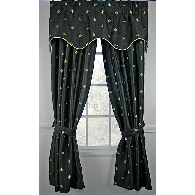 Fleur De Lis Black 63 inch 5 piece Curtain Set