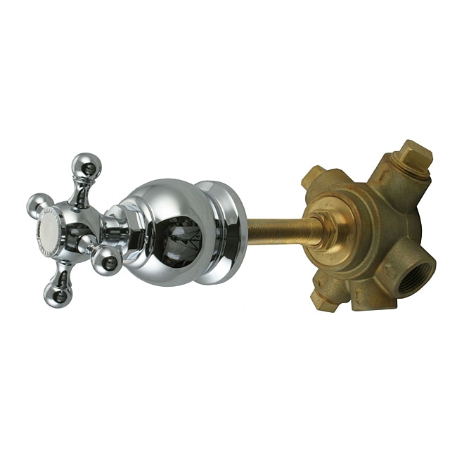 Westbrass 5-Port In Wall 3-Way Shower Diverter Valve with Cross Handle Polished Chrome