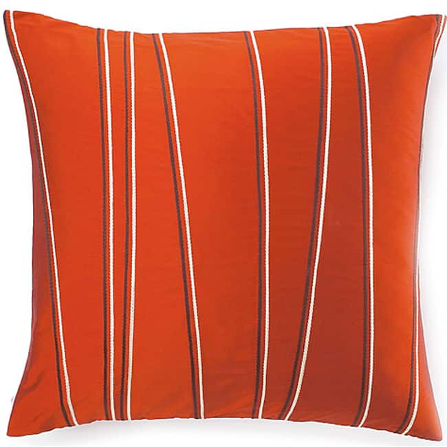Diagonal-stripe-motif Orange Decorative Throw Pillow