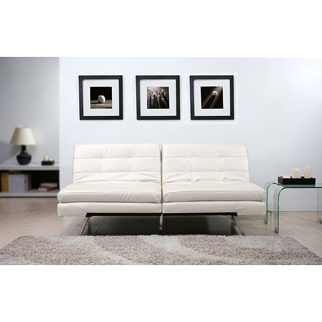 Memphis Cream Double Cushion Futon Sofa/ Bed  