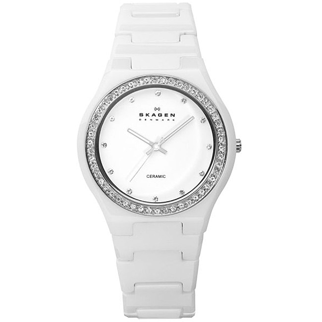 Skagen Womens White Ceramic Crystal Watch  