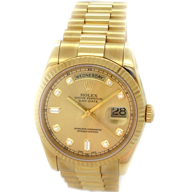 Pre-Owned 36mm Gents Rolex 18k Yellow Gold Oyster Perpetual Daydate ...