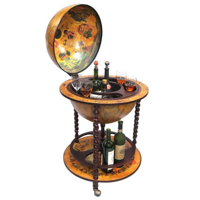 16th Century Italian Style 22-Inch Globe Bar w/ Twisted Floor Stand