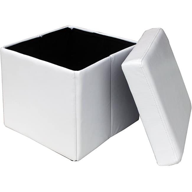 White Folding Cube Storage Ottoman