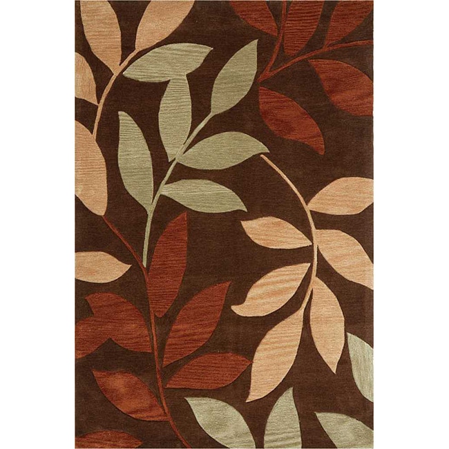 Hand tufted Brown Leaf Rug (36 X 56)