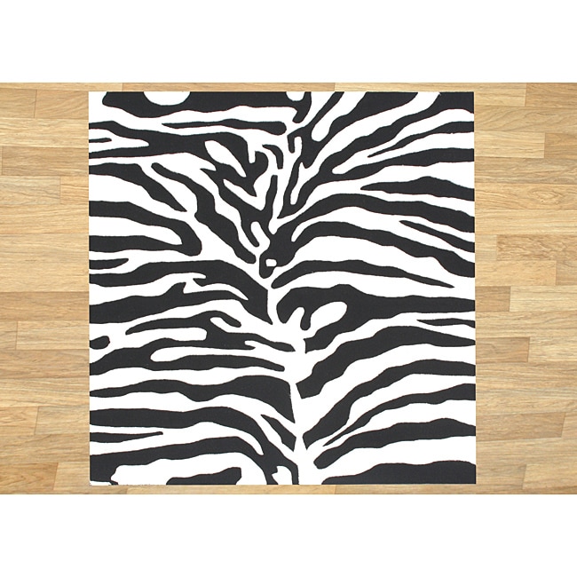 Alliyah Handmade Safari Black New Zealand Blend Wool Rug (6 Square)