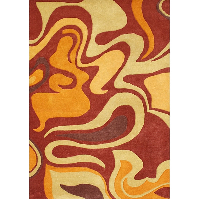 Alliyah Handmade Pompeain Red New Zealand Blend Wool Rug - Rust/Yellow - 4' x 6'