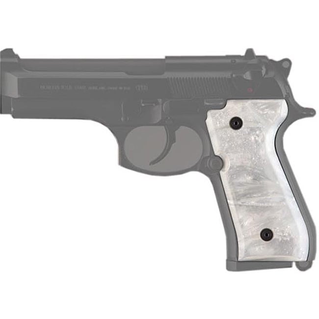 Hogue White Pearl Beretta 92 Polymer Grip Panels